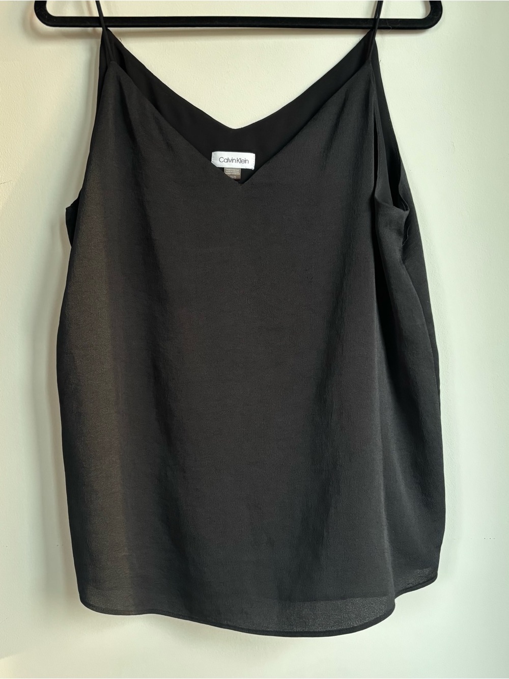 Calvin Klein Black V-Neck Slip Cami Tank Top - Large